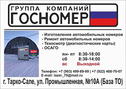 Техосмотр, ОСАГО. Изготовление и ремонт автомобильных номеров в Тарко-Сале.